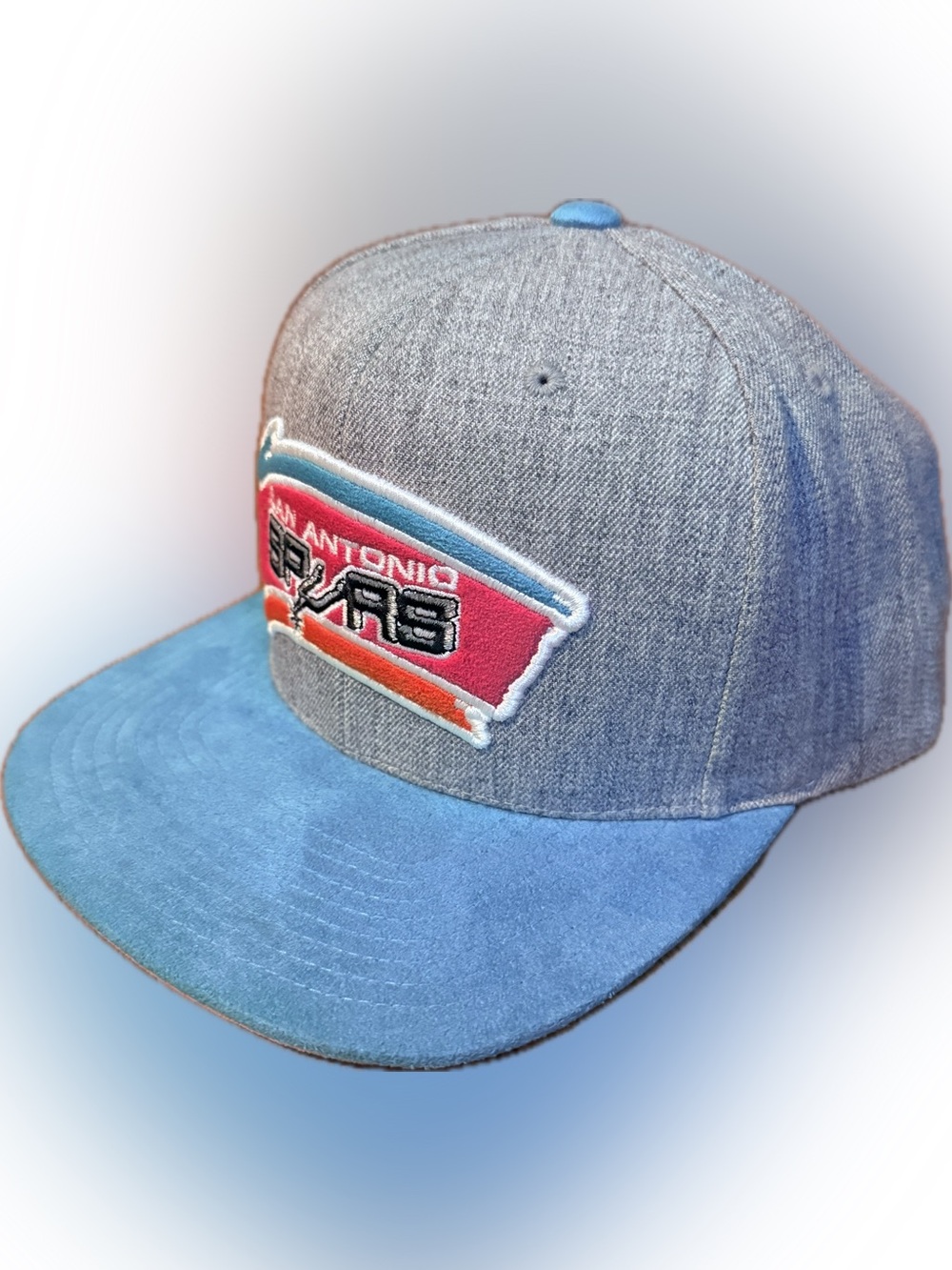 San Antonio Spurs Grey/Teal Mitchell & Ness Snapback Hat - Picture 3 of 8
